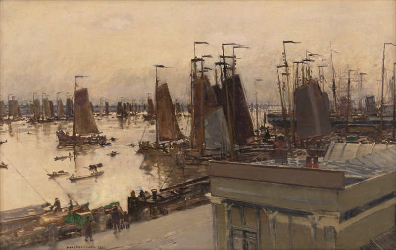 Lot 6151, Auction 127, Herrmann, Hans, Fischerboote im Hafen von Amsterdam