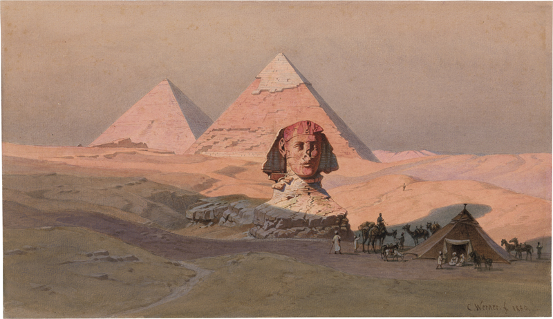 Lot 6337, Auction 127, Werner, Carl Friedrich Heinrich, Sphinx und Pyramiden in Gizeh