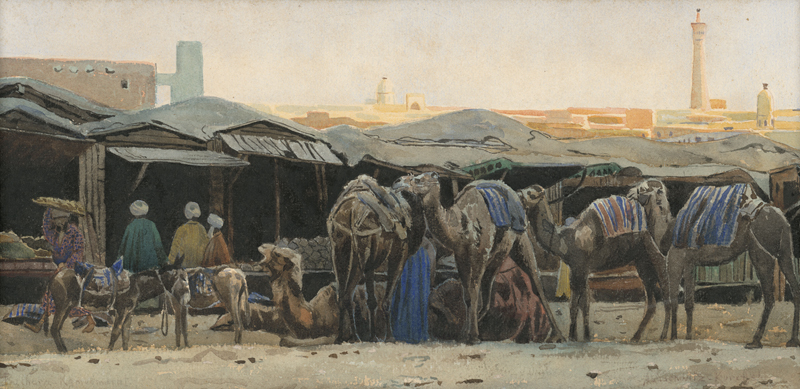 Lot 6375, Auction 127, Lüschwitz-Koreffski, Arnold, Kamelmarkt in Buchara, Usbekistan