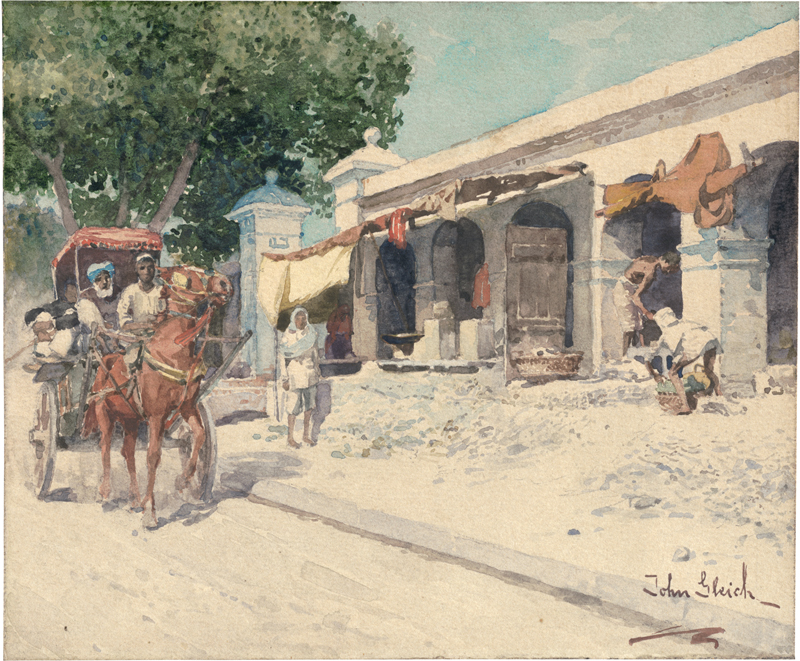 Lot 6377, Auction 127, Gleich, John, Marktstraße in Varanasi (Benares), Indien