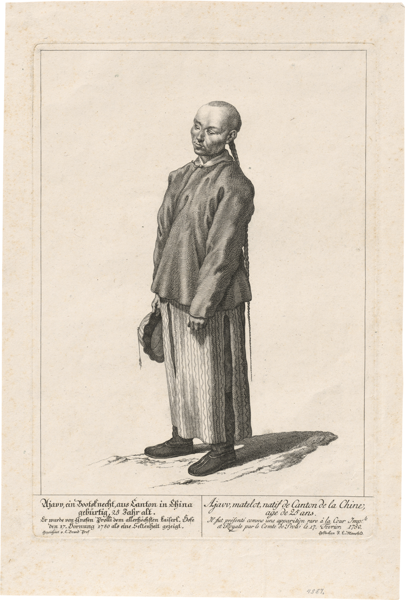 Lot 6401, Auction 127, Mansfeld, Johann Ernst, "Athah, ein Bootsknecht aus Canton in China, tatarischer Abkunft, 22 Jahr alt.". "Ajavv, ein Bootsknecht aus Canton in China gebürtig, 25 Jahr alt".