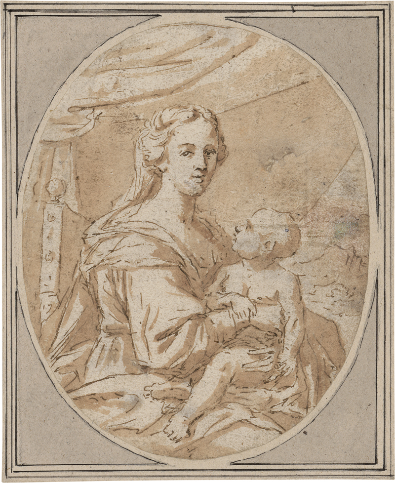 Lot 6515, Auction  127, Französisch, 17. Jh. Mutter mit Kind im ovalen Bildausschnitt