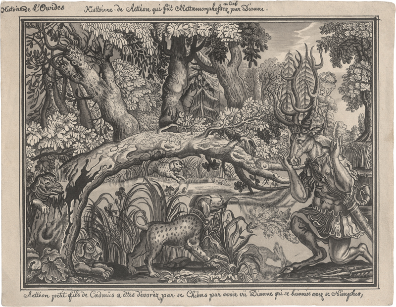 Lot 6573, Auction  127, Deutsch, 18. Jh. Actäon als Hirsch wird von seinen Hunden angefallen