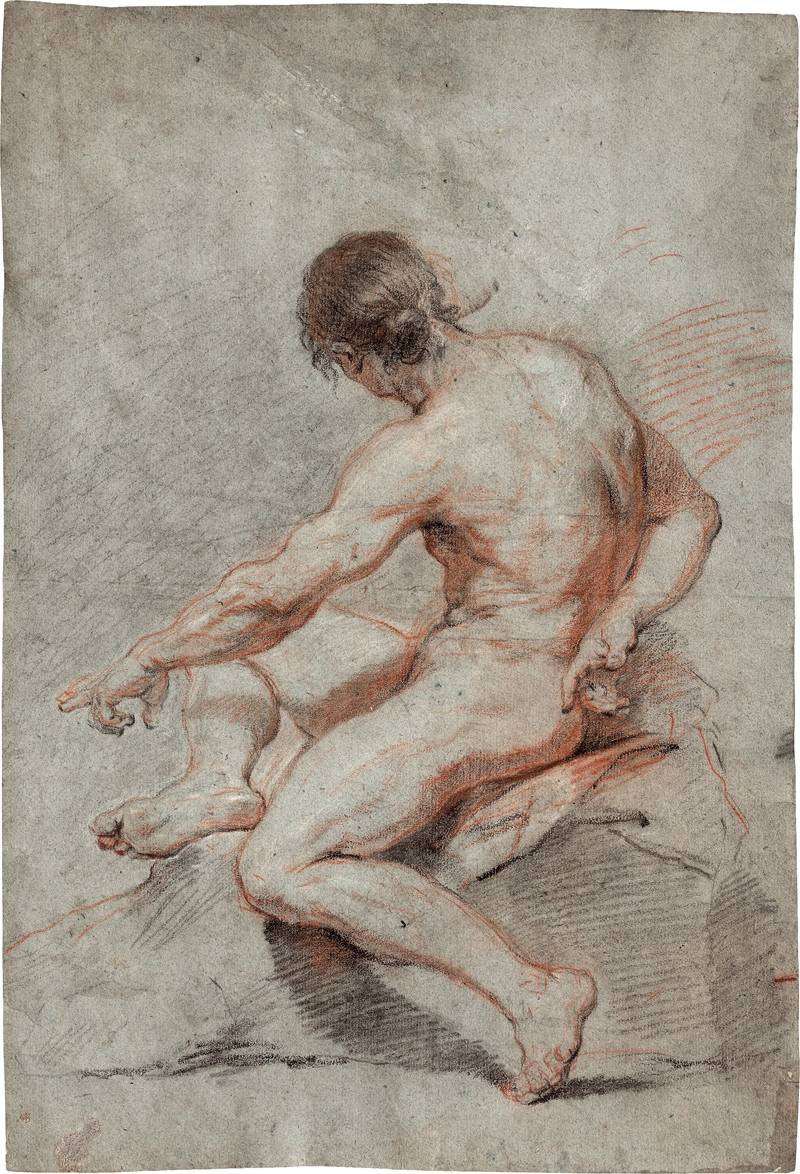 Lot 6577, Auction 127, Französisch, 18. Jh. Männlicher Akt, sitzend nach links gewandt