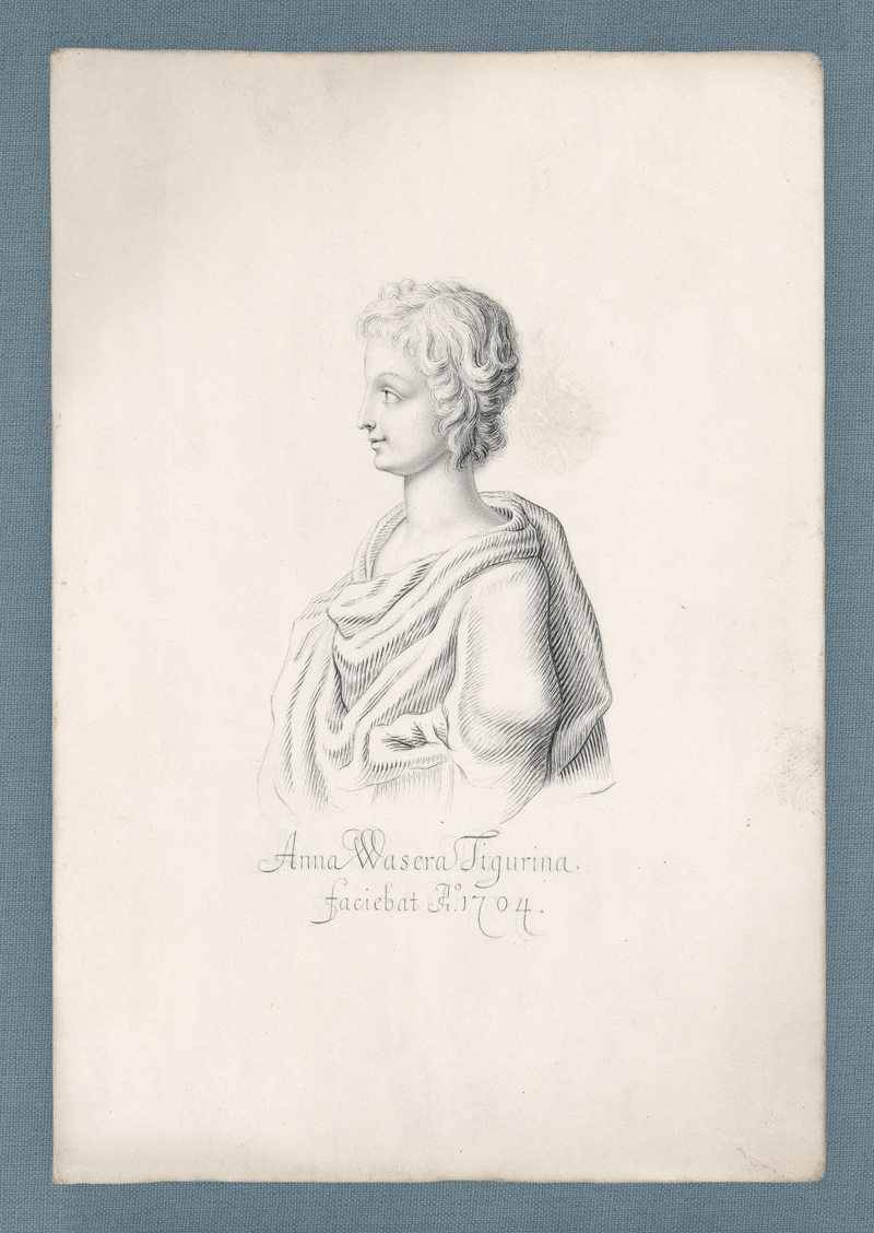 Lot 6587, Auction  127, Waser, Anna, Profilporträt einer jungen Frau in antiker Tracht