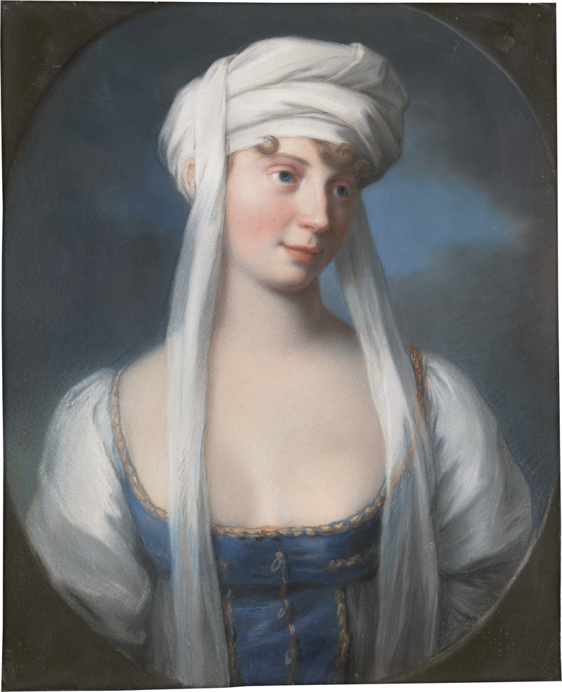 Lot 6613, Auction 127, Schröder, Johann Heinrich, Königin Luise von Preußen im blau-weißen Chemisenkleid mit weißem Turban