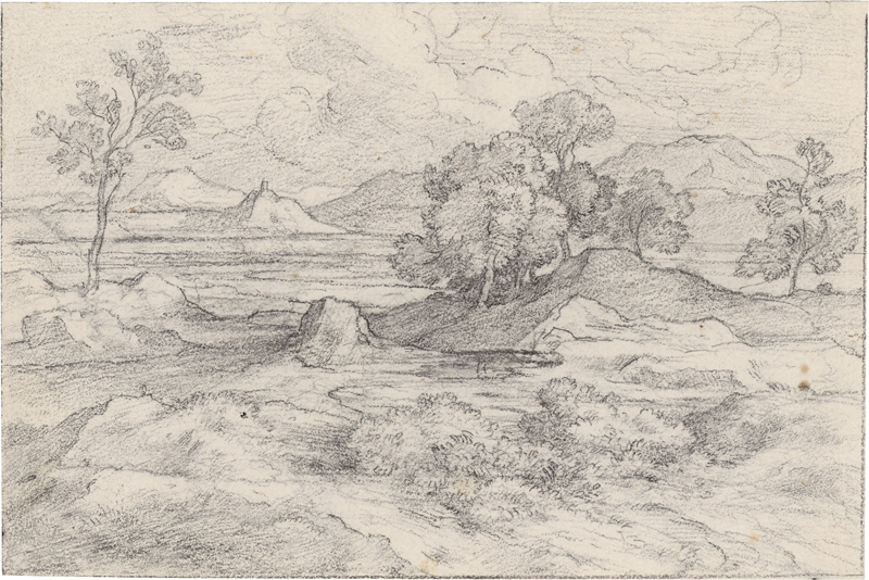 Lot 6621, Auction 127, Olivier, Ferdinand, Weite Landschaft mit Gebirgszug und Baumgruppen