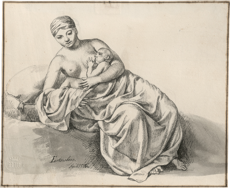 Lot 6634, Auction 127, Eckersberg, Christoffer Wilhelm, Liegende Mutter mit Kind