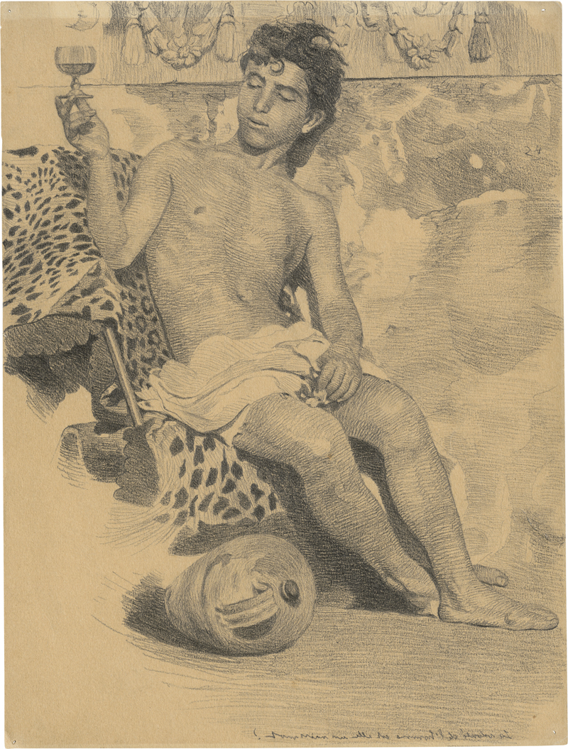Lot 6711, Auction 127, Deutsch oder Französisch, frühes 20. Jh. "Bacchus" - Italienischer Jüngling mit Weinkelch auf einem Leopardenfell