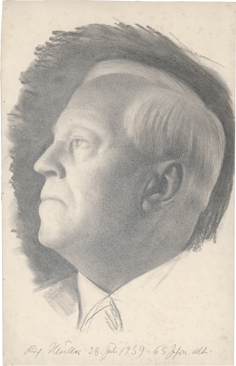 Lot 6748, Auction 127, Müller, Richard, Selbstbildnis im Profil, nach links, am 65. Geburtstag