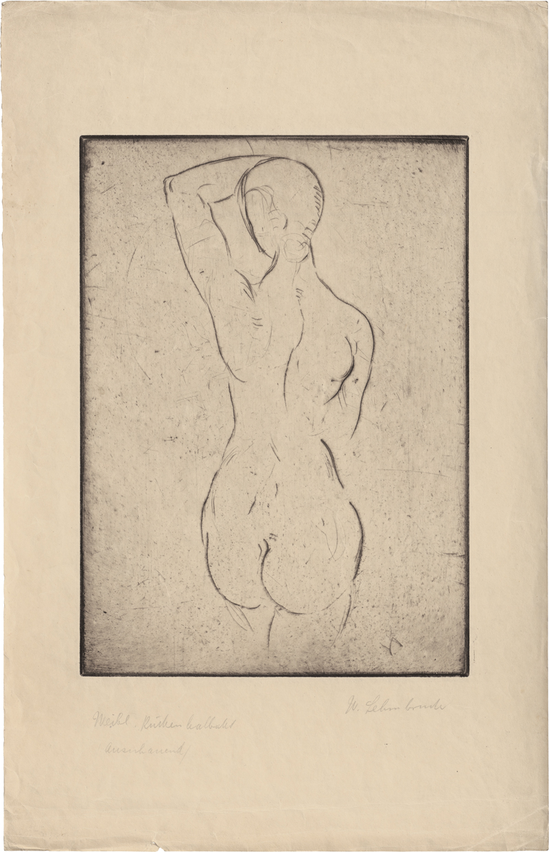 Lot 7025, Auction 127, Lehmbruck, Wilhelm, Weiblicher Rückenakt, ausschauend