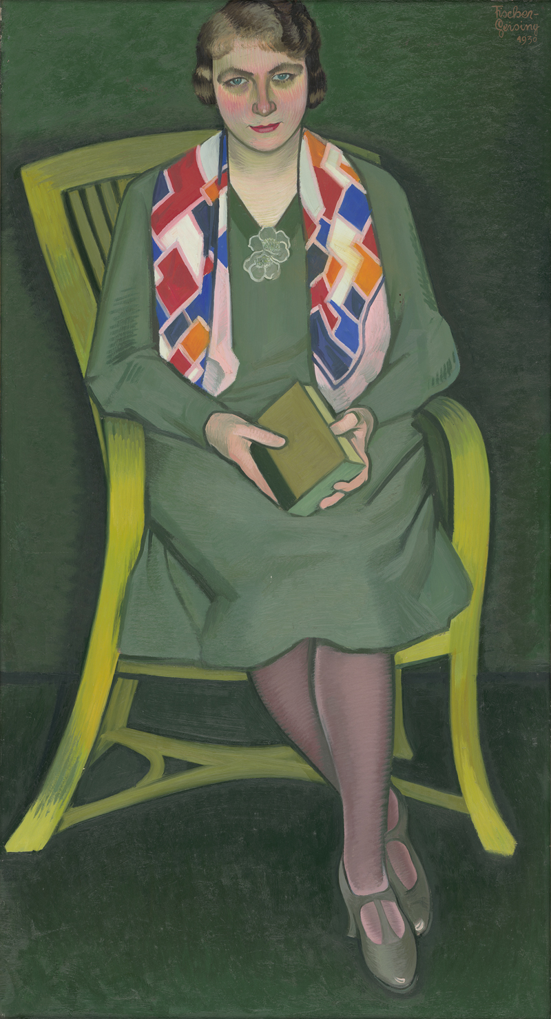 Lot 7132, Auction 127, Fischer-Geising, Heribert, Frau in Grün mit grünem Buch