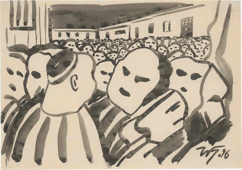 Lot 7148, Auction 127, Heldt, Werner, Straße mit Menschenmenge