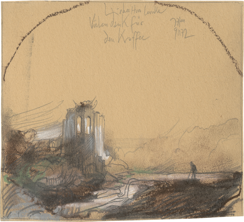 Lot 7229, Auction 127, Janssen, Horst, Wanderer (Vielen Dank für den Kaffee)