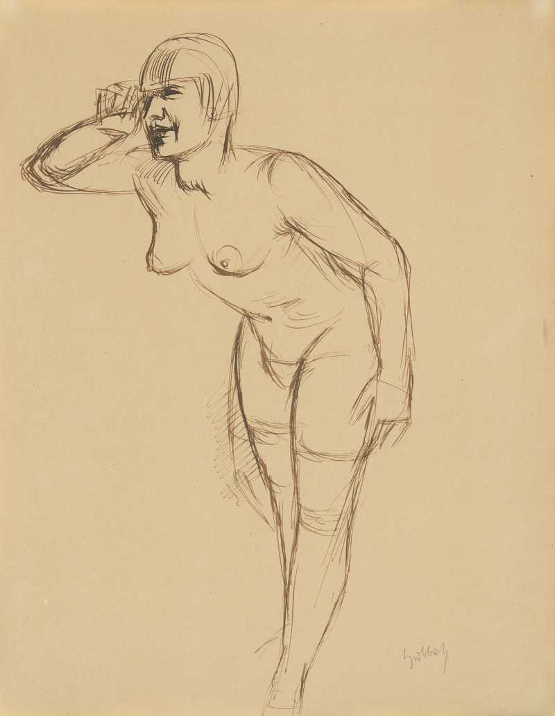Lot 8041, Auction 127, Hubbuch, Karl, Stehender weiblicher Akt im Négligé
