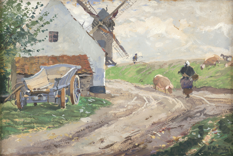 Lot 8081, Auction 127, Mühlig, Hugo, Sommerliche Landschaft mit Windmühle
