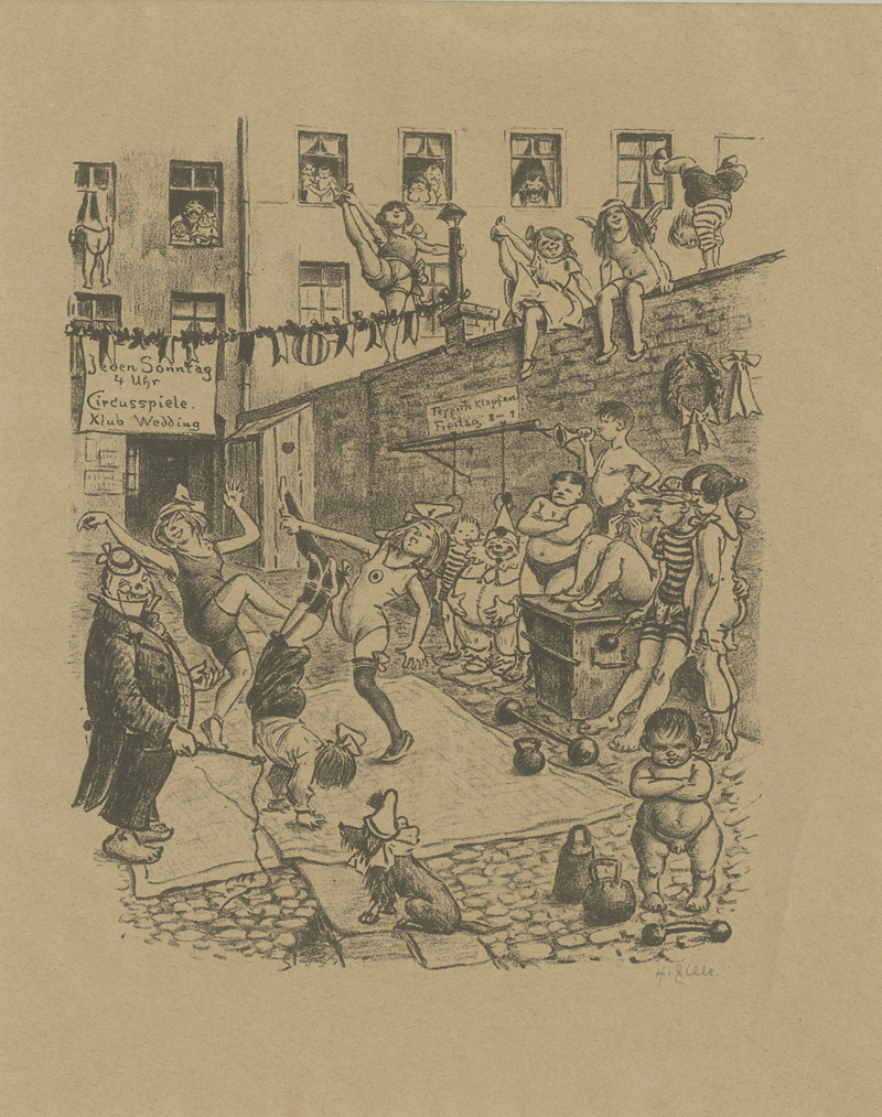 Lot 8145, Auction 127, Zille, Heinrich, Zirkusspiel im Hinterhof